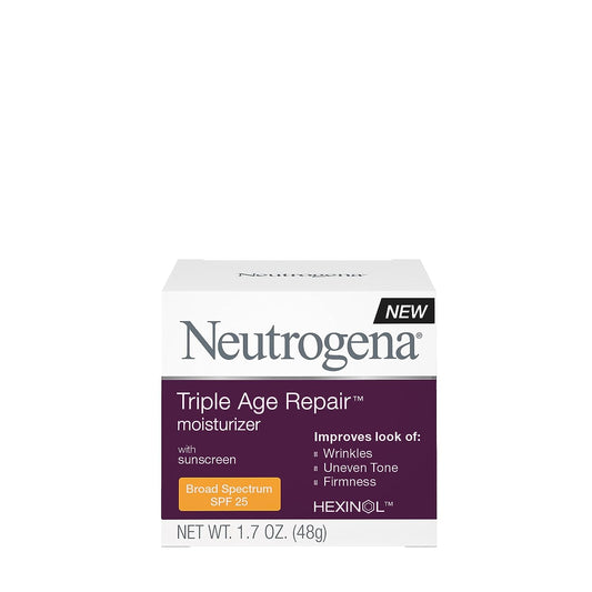 Neutrogena Triple Age Repair Anti-Aging Daily Facial Moisturizer with SPF 25 Sunscreen & Vitamin C, Firming Anti-Wrinkle Face & Neck Cream for Dark Spots, Glycerin & Shea Butter, 1.7 oz