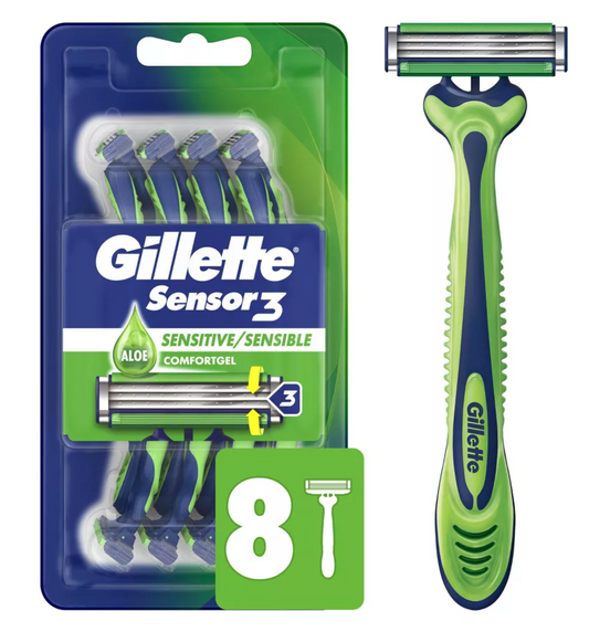 Gillette Sensor3 Sensitive Men's Disposable Razors - 8 ct.